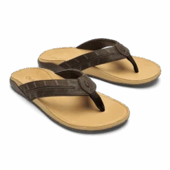 OluKai Tuahine Palm-Dk Java / Golden Sand -OluKai Sale Store 10576 48GS 003 M TUAHINEPALM DarkJavaGoldenSand